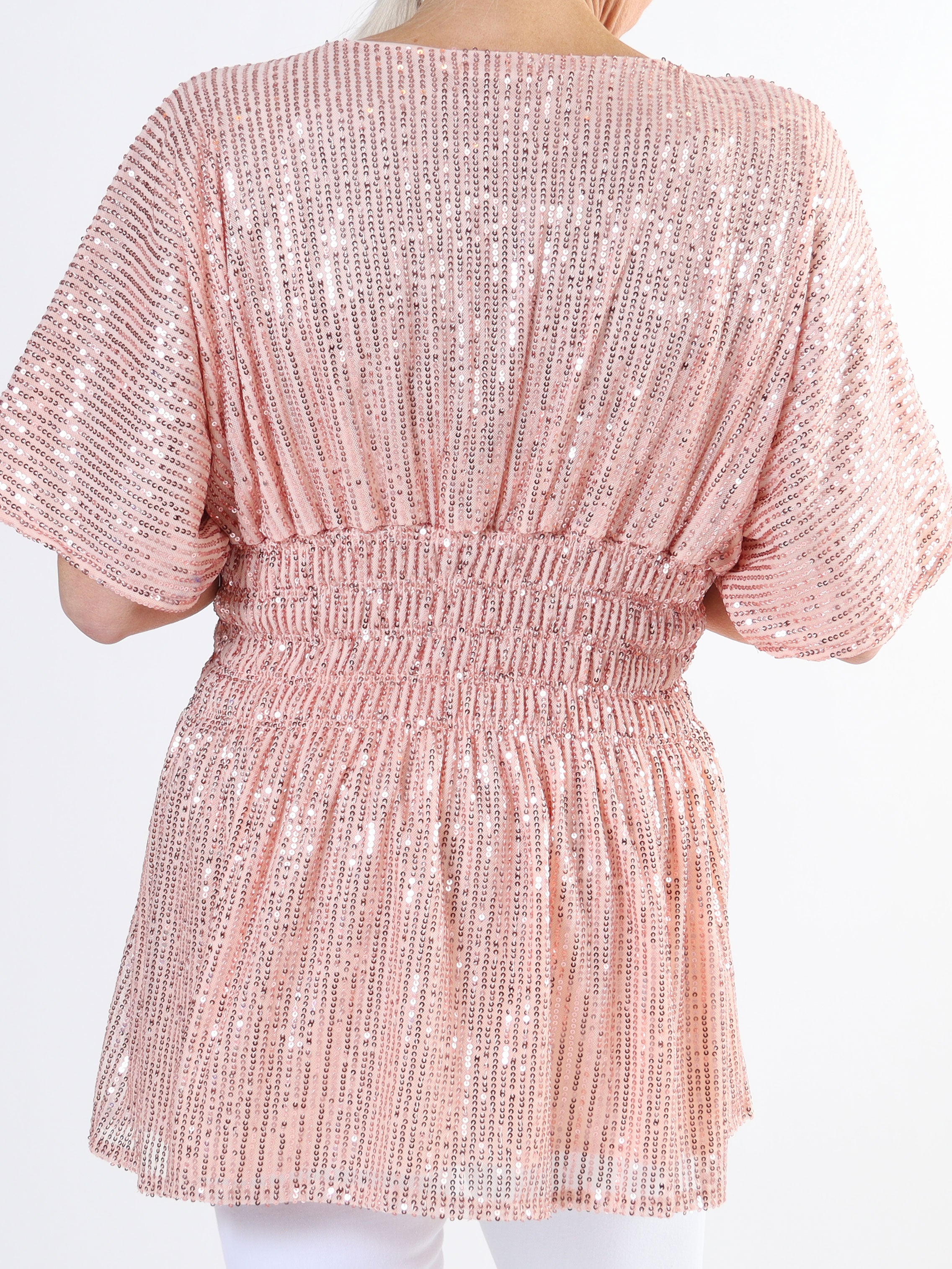Pams Glitter Shirt - Sød plus size tunika med smock og pailletter